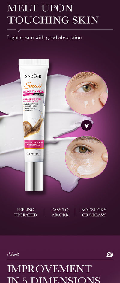 Snail Collagen Eye Cream Anti Dark Circles Remove Eyes Bags Moisturizing Firming Beauty Eyes Skin Care Products