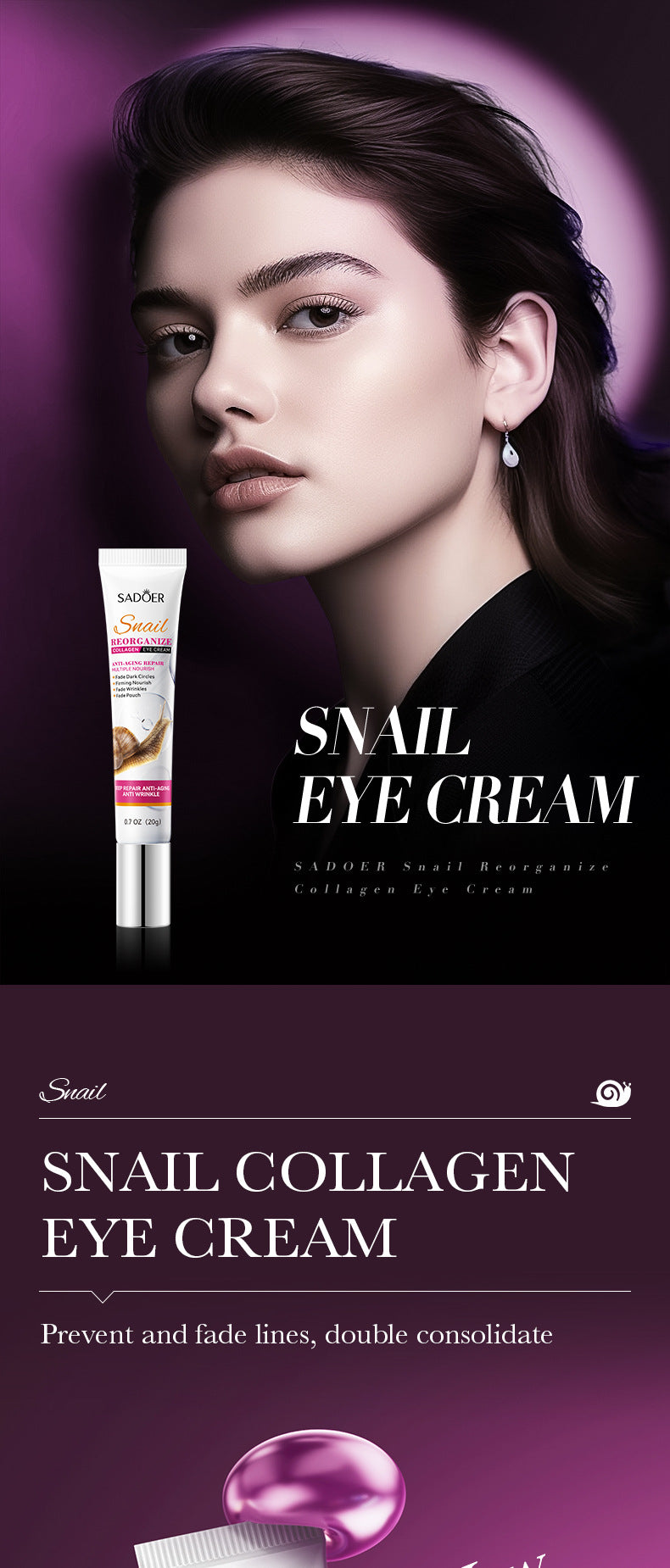 Snail Collagen Eye Cream Anti Dark Circles Remove Eyes Bags Moisturizing Firming Beauty Eyes Skin Care Products