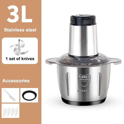 500W Electric Meat Grinder – 2L/3L/5L Stainless Steel Food Processor & Chopper for Home Kitchen