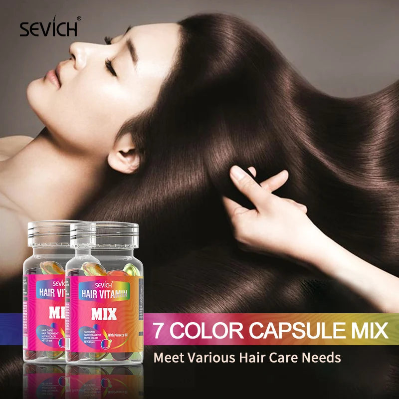 30pcs Sevich Hair Vitamin Capsules – Keratin Complex Oil for Hair Loss, Frizz Repair & Silky Smooth Hair