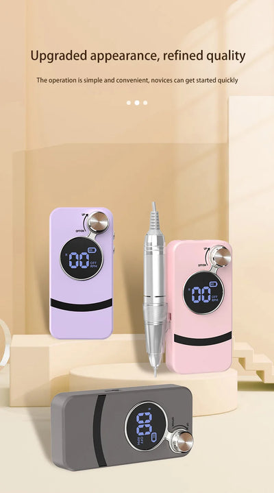 35000RPM Rechargeable Electric Nail Drill – Portable Professional File for Acrylic & Gel Nails
