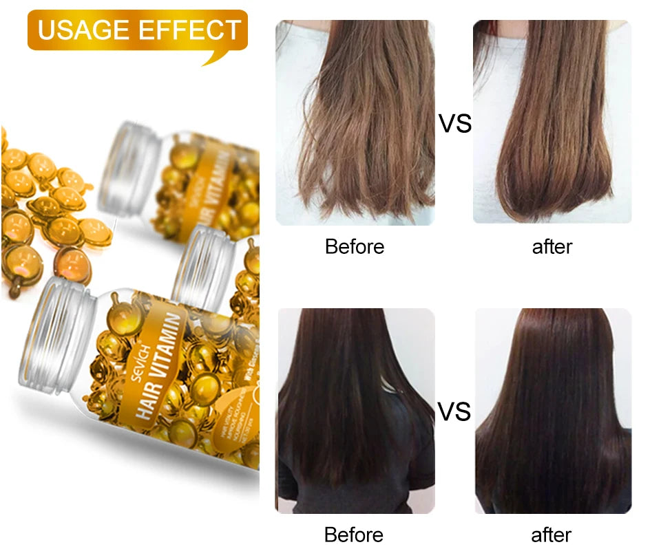30pcs Sevich Hair Vitamin Capsules – Keratin Complex Oil for Hair Loss, Frizz Repair & Silky Smooth Hair