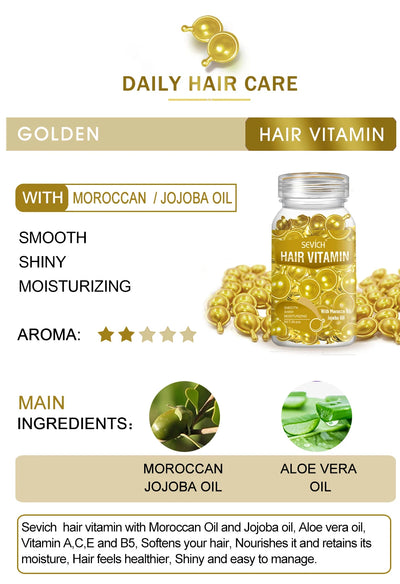 30pcs Sevich Hair Vitamin Capsules – Keratin Complex Oil for Hair Loss, Frizz Repair & Silky Smooth Hair