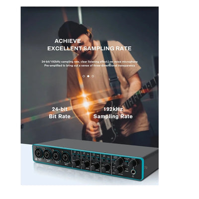 Professional USB Audio Interface – 4x4 Sound Card with Mic Preamplifier for Studio Recording & Instruments