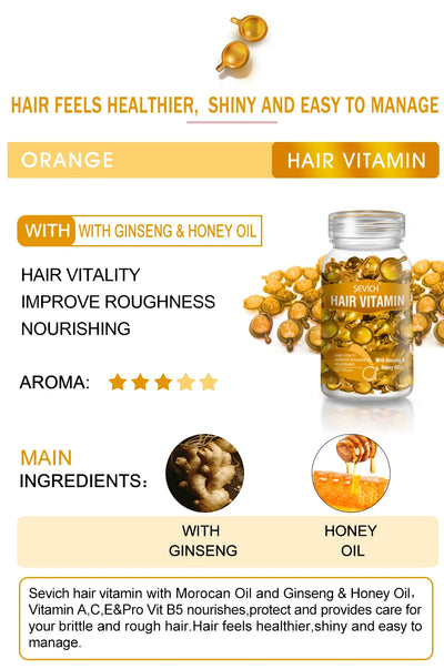 30pcs Sevich Hair Vitamin Capsules – Keratin Complex Oil for Hair Loss, Frizz Repair & Silky Smooth Hair