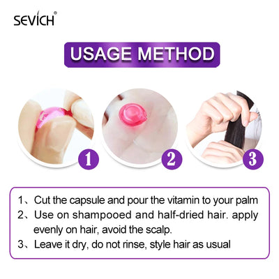 30pcs Sevich Hair Vitamin Capsules – Keratin Complex Oil for Hair Loss, Frizz Repair & Silky Smooth Hair