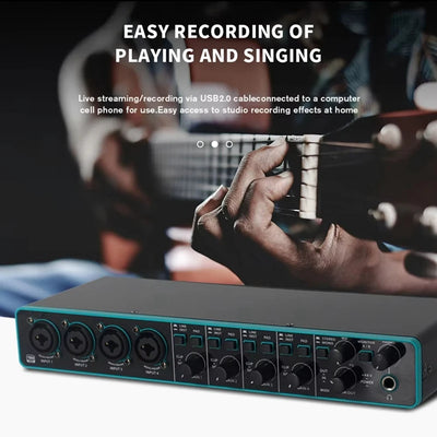 Professional USB Audio Interface – 4x4 Sound Card with Mic Preamplifier for Studio Recording & Instruments