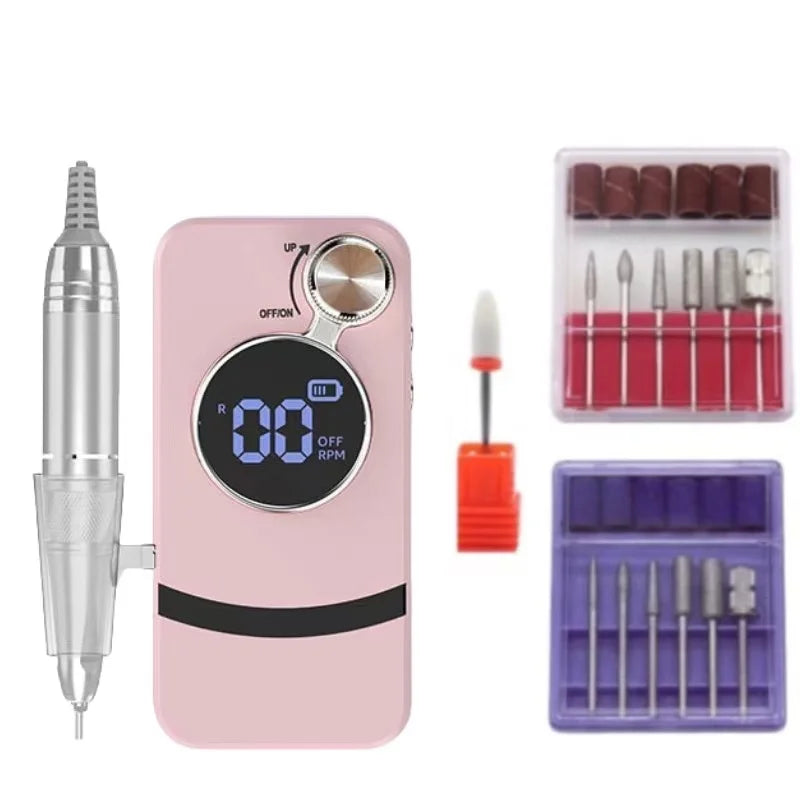 35000RPM Rechargeable Electric Nail Drill – Portable Professional File for Acrylic & Gel Nails