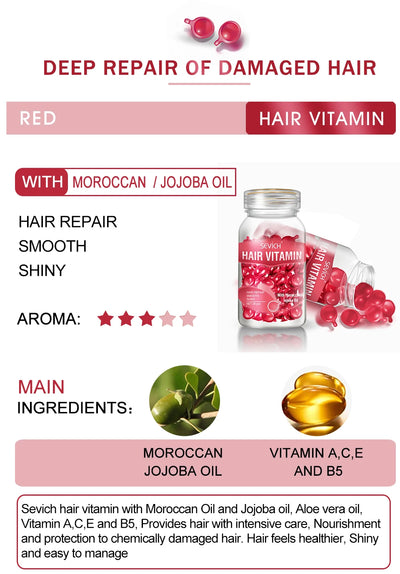 30pcs Sevich Hair Vitamin Capsules – Keratin Complex Oil for Hair Loss, Frizz Repair & Silky Smooth Hair