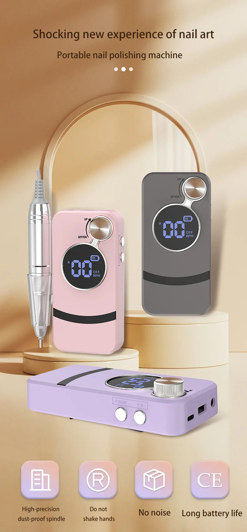 35000RPM Rechargeable Electric Nail Drill – Portable Professional File for Acrylic & Gel Nails