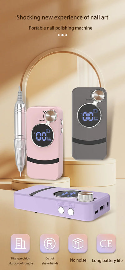 35000RPM Rechargeable Electric Nail Drill – Portable Professional File for Acrylic & Gel Nails