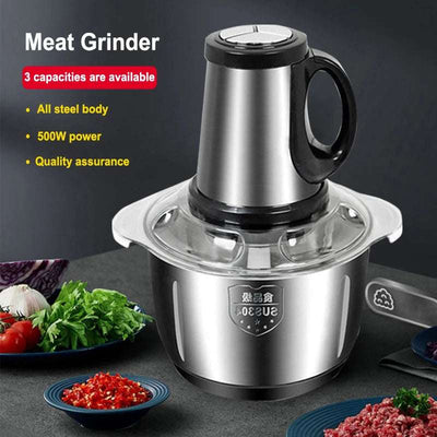 500W Electric Meat Grinder – 2L/3L/5L Stainless Steel Food Processor & Chopper for Home Kitchen