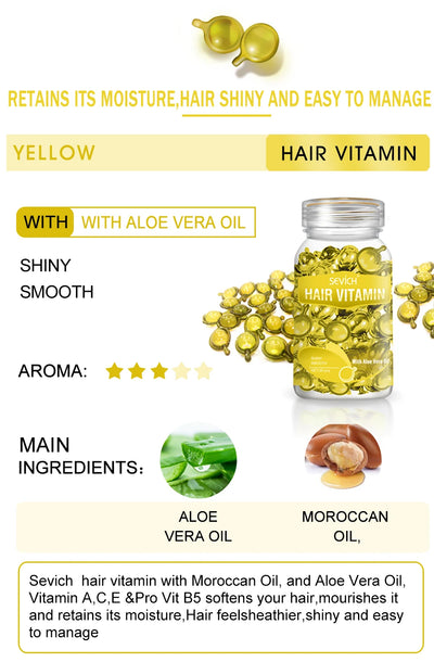 30pcs Sevich Hair Vitamin Capsules – Keratin Complex Oil for Hair Loss, Frizz Repair & Silky Smooth Hair