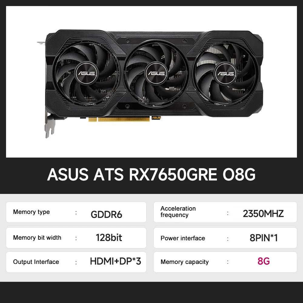ASUS RX 7650 GRE 8GB Graphics Card – 2K High Refresh Rate AMD Gaming GPU