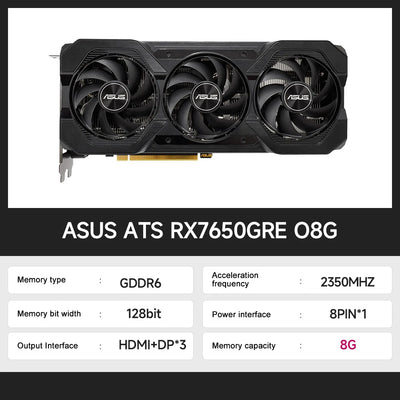 ASUS RX 7650 GRE 8GB Graphics Card – 2K High Refresh Rate AMD Gaming GPU