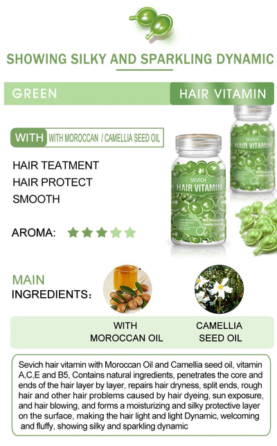 30pcs Sevich Hair Vitamin Capsules – Keratin Complex Oil for Hair Loss, Frizz Repair & Silky Smooth Hair