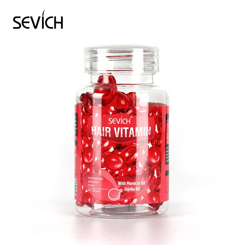 30pcs Sevich Hair Vitamin Capsules – Keratin Complex Oil for Hair Loss, Frizz Repair & Silky Smooth Hair