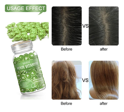 30pcs Sevich Hair Vitamin Capsules – Keratin Complex Oil for Hair Loss, Frizz Repair & Silky Smooth Hair