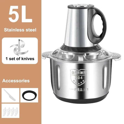 500W Electric Meat Grinder – 2L/3L/5L Stainless Steel Food Processor & Chopper for Home Kitchen
