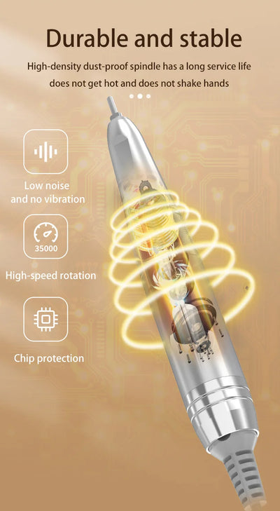 35000RPM Rechargeable Electric Nail Drill – Portable Professional File for Acrylic & Gel Nails