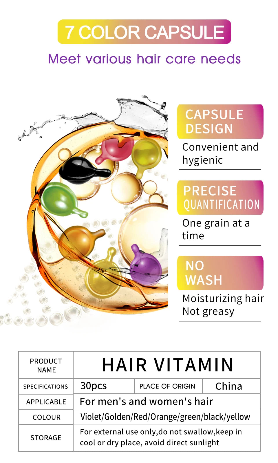 30pcs Sevich Hair Vitamin Capsules – Keratin Complex Oil for Hair Loss, Frizz Repair & Silky Smooth Hair