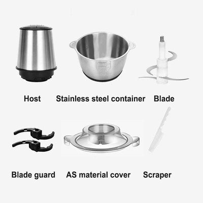 500W Electric Meat Grinder – 2L/3L/5L Stainless Steel Food Processor & Chopper for Home Kitchen