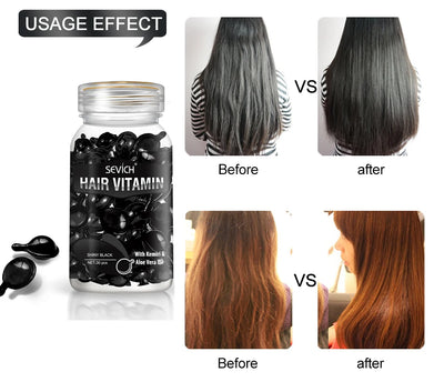 30pcs Sevich Hair Vitamin Capsules – Keratin Complex Oil for Hair Loss, Frizz Repair & Silky Smooth Hair